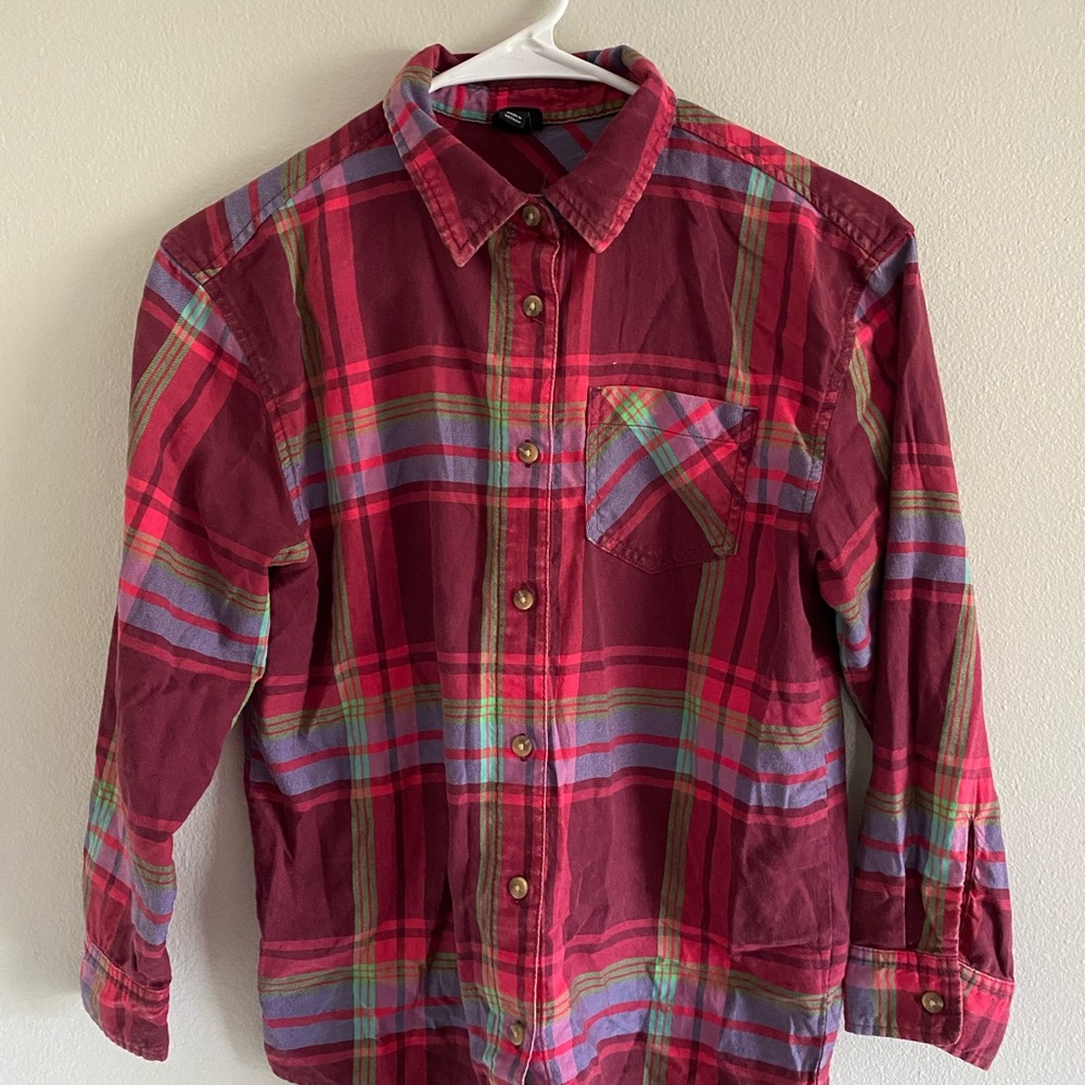 Red Plaid Casual Button Down Shirt Soft Flannel